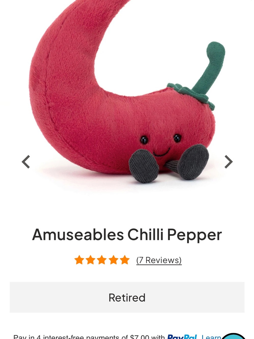Jellycat Amuseables Chilli Pepper Plush - Red & Green